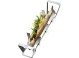 Grillschale GEFU "FISCHHALTER BBQ", silber, B:36,7cm H:7,8cm T:7,7cm, Edelstahl, Backbleche, Grillschale, verstellbare Größe, leicht zu reinigen, perfekt für Grillpartys