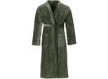 Bademantel VOSSEN "Feeling-L, ideal für Sauna & Spa, Hotelbademantel, Morgenmantel" Gr. M, grün (mud grün), L:124cm, Baumwolle, Hausmäntel, Bademantel, mit hohem Kragen