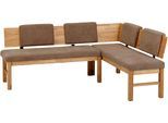 Eckbank MASSIVLINE & MORE "Lorenzo, Esszimmerbank, Küchenbank, Polstereckbank", braun (braun, braun), B:155cm H:85cm, Massivholz, Polyester, Sitzbänke, Eckbank, nicht umstellbar aber seitenverkehrt lieferbar
