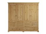 Kleiderschrank OTTO HOME "Rauna, aus massiver Kiefer, 4-türig, mit Lamellen und Kassetten", beige (natur), B:203cm H:183cm T:61cm, Massivholz, Schränke, Kleiderschrank, FSC zertifiziertes Massivholz (Kiefer), robuste Qualität