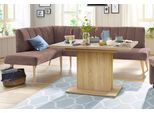 Eckbank EXXPO - SOFA FASHION "Costa, moderne Rückensteppung, bequem und elegant, hoher Holzfuß", braun (hellbraun), B:157cm H:92cm T:245cm, Webvelour: 100% Polyester, Sitzbänke, Eckbank, hochwertig verarbeitet, Frei im Raum stellbar
