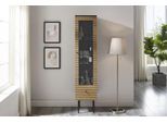 Vitrine SALESFEVER "Torsby Exquisite Vitrine für Stilbewusste", beige (natur, schwarz), B:40cm H:179cm T:43cm, Furnier, MDF, Metall, Schränke, Vitrine, Eiche Echtholzfurnier