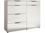 Kombikommode WIEMANN "Como", weiß (weiß, dekor, glas weiß, schiefer), B:100cm H:91,2cm T:43cm, Floatglas, Holzwerkstoff, Metall, Sideboards, Kombikommode, vormontiert