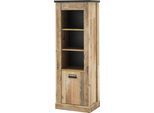 Wäscheschrank HOME AFFAIRE "SHERWOOD Hochkommode Kommode Schrank", braun (old style hell dekor), B:51cm H:146cm T:38cm, Schränke, Wäscheschrank, in modernem Holz Dekor, mit Apothekergriffen aus Metall, Höhe 146 cm