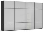 Schwebetürenschrank RAUCH "Kleiderschrank Schrank Garderobe Schlafzimmerschrank SCALE-TRIO", grau (schwarz, glas seidengrau, griffleisten schwarz), B:360cm H:223cm T:68cm, Holzwerkstoff, Schränke, Schwebetürenschrank, edle dreigeteilte Front mit 2 Zierleisten Glasfront MADE IN GERMANY