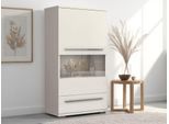 Highboard OTTO HOME "Piano Vitrine", beige (beige hochglanz), B:60cm H:123cm T:40,2cm, Holzwerkstoff, Sideboards, Highboard, UV lackiert, Soft-Close Funktion
