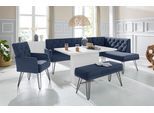 Eckbank EXXPO - SOFA FASHION "Doppio, Chesterfield Optik, komfortabel und bequem, hohe Designfüße", blau (navy), B:158cm H:90cm T:236cm, 100% Polyester, Sitzbänke, Eckbank, Frei im Raum stellbar
