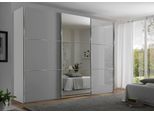 Schwebetürenschrank STAUD "Includo Glas, Made in Germany", grau (hellgrauglas), B:249cm H:222cm T:68cm, Holzwerkstoff, Schränke, Schwebetürenschrank