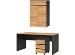 Büromöbel-Set GERMANIA "Lissabon", braun (graphit, navarra, eiche, nachbildung), H:120cm T:79cm, Arbeitsmöbel-Sets, Büromöbel-Set
