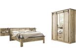 Schlafzimmer-Set HOME AFFAIRE "SHERWOOD", braun (old style hell dekor), B:442cm H:209cm T:213cm, Schlafzimmermöbel-Sets, Schlafzimmer-Set, Liegefläche 140x200cm, Schrank 3-trg. 161cm breit