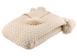 Wohndecke "Gelsa", beige (creme, natur), B:130cm L:170cm, Polyacryl, LEGER HOME BY LENA GERCKE, Wohndecken, Wohndecke, Strickoptik mit Tasseln, modern und weich, Wohndecke, Plaid, Überwurf