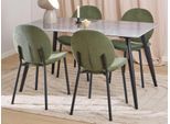 Esszimmer-Set ACTONA GROUP "Essgruppe, Speisetisch mit Stühlen", grau, B:140cm H:75cm T:80cm, Stahl, Kastenmöbel-Sets, Esszimmer-Set, Rechteckig Esstisch + 4x Stühle, grau keramik, waldgrün,140x80x75cm