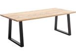 Esstisch MCA LIVING "Palais Esstisch", beige (naturfarben, schwarz, naturfarben), B:200cm H:77cm T:100cm, Zerreiche, durchgehende Lamelle, Tische, Esstisch, durchgehende Lamelle aufgedoppelt