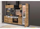 Küchenzeile KOCHSTATION "KS-Tulsa", braun (küche: natur, korpus: grafit, arbeitsplatte: anthrazit), B:270cm T:60cm, Komplettküchen-Sets, Küchenzeile, ohne E-Geräte, Breite 270 cm, schwarze Metallgriffe, MDF Fronten