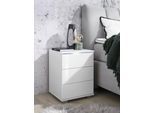 Nachtkommode PRIESS, weiß (weiß, weiß hochglanz), B:41cm H:54cm T:38cm, Sideboards, Nachtkommode, mit LED-Beleuchtung und Push-to-open