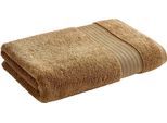 Badetücher CHRISTY "Organic", braun (caramel), B:70cm L:125cm, Walkfrottier, Obermaterial: 100% Baumwolle, Handtücher, Badetücher, Luxus Handtuch 550g/m² - 100% Bio-Baumwolle, 70 x 125, 1 St.