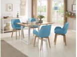 Esstisch OTTO HOME "Melody", braun (akazie natur, weiß, natur), B:140cm H:76cm T:85cm, Tische, Esstisch, Akazienholz, mit Metallfußgestell Breite 140 cm