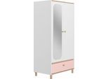 Kleiderschrank GAMI "Romy", rosa (weiß, rosafarben), B:94cm H:185cm T:58cm, Holzwerkstoff, Schränke, Kleiderschrank, Elegantes Design für eine sanfte und feminine Atmosphäre.