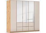 Drehtürenschrank OTTO HOME "Kleiderschrank Kleiderschränke Schrank Garderobe AGORDO mit Glasfront", beige (eiche artisan, glas champagner), B:226cm H:210cm T:54cm, Holzwerkstoff, Schränke, Drehtürenschrank, mit Außenschubkästen, in 7 Breiten und 2 Höhen MADE IN GERMANY