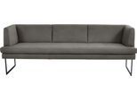 Polsterbank K+W KOMFORT & WOHNEN "Cube", grau (granit 83), B:229cm H:82cm T:67cm, Sitzbänke, Polsterbank, Hammerkissenoptik, 2 Breiten, Metallkufe schwarz