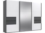 Schwebetürenschrank WIMEX "Palermo by fresh to go", weiß (front weiß, korpus und absetzung graphit), B:300cm H:216cm T:65cm, Holzwerkstoff, Schränke, Schwebetürenschrank, integrierte Schubladen in der Front mit Soft-close-Funktion