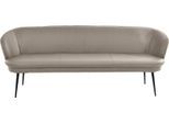 Polsterbank K+W KOMFORT & WOHNEN "ZOOM", grau (lightgrau 85), B:222cm H:87cm T:66cm, Sitzbänke, Polsterbank, 3-Sitzer Polsterbank mit dekorativen Keder