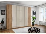 Falttürenschrank WIEMANN "Monaco", braun (bianco, eiche, nachbildung, glas champagner), B:295,2cm H:216cm T:58cm, Floatglas, Holzwerkstoff, Schränke, Falttürenschrank, mit Teil-Glasfront sowie hochwertige Beschläge
