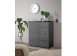Sideboard HBZ "Santorin Mehrzweckschrank-Universalschrank, BxHxT 90x99x40 cm", grau (anthrazit), B:90cm H:99cm T:40cm, Holzwerkstoff, Sideboards, Sideboard, Mit 1 Tür und 4 Schubkästen mit Softclose, Glasfront und Glasoberboden