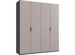 Kleiderschrank WIMEX "Oxford by fresh to go, in 3 Breiten, Made in Germany", grau (grafit, saharagrau), B:200cm H:236cm T:58cm, Holzwerkstoff, Schränke, Kleiderschrank, mit hochwertigen Falttüren für den perfekten Überblick