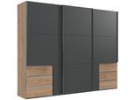 Schwebetürenschrank WIMEX "Level by fresh to go", grau (plankeneichefarben, graphit), B:300cm H:236cm T:65cm, Schränke, Schwebetürenschrank