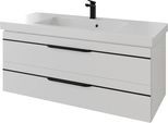 Waschtisch SAPHIR "Serie Balto Mineralmarmor-Waschtisch mit Unterschrank, 123 cm breit", weiß (weiß hochglanz, weiß hochglanz), B:123cm H:55,6cm T:50,8cm, Waschtische, Waschtisch, Waschplatz mit 2 Schubladen, Badschrank in verschiedenen Ausführungen