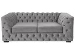Chesterfield-Sofa HOME AFFAIRE "Kalina", grau, B:190cm H:67cm T:98cm, Sofas, Chesterfield-Sofa, mit klassischer Chesterfield-Knopfheftung
