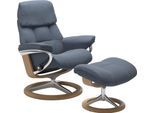 Relaxsessel STRESSLESS "Ruby", blau (sparrow blau paloma), B:88cm H:101cm T:78cm, Leder BATICK: durchgefärbtes und genarbtes Möbelleder;Leder PALOMA: durchgefärbtes Semianilin-Möbelleder, Sessel, Relaxsessel, mit Signature Base, Größe L, Gestell Eiche, Wenge, Braun & Schwarz
