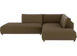 Ecksofa MUSTERRING "Lucia", braun (messing), B:304cm H:81cm T:224cm, 100% Polyester, Sofas, Ecksofa, mit großem Longchair, verschiedene Farben, B304 x T224 cm