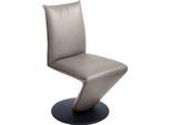 Drehstuhl K+W KOMFORT & WOHNEN "Drive", grau (stahl 85, drehteller in metall schwarz struktur), B:52cm H:94cm T:63cm, Cloud: Nappaleder pigmentiert, Glattleder, 0, 9/1, 1mm, elegantes Leder mit Wolkung und weichen Griff, Stühle, Drehstuhl, Stuhl mit federnder Sitzschale, Drehteller in Metall schwarz Struktur