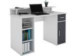 Schreibtisch BYLIVING "Diego", schwarz-weiß (weiß, anthrazit, weiß, weiß), B:120cm H:88cm T:55cm, Tische, Schreibtisch, Breite 120 cm