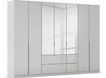 Drehtürenschrank OTTO HOME "Kleiderschrank Kleiderschränke Schrank Garderobe AGORDO mit Glasfront", grau (seidengrau, glas seidengrau), B:315cm H:229cm T:54cm, Holzwerkstoff, Schränke, Drehtürenschrank, mit Außenschubkästen, in 7 Breiten und 2 Höhen MADE IN GERMANY