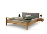 Schlafzimmer-Set HOME AFFAIRE "Huven Schlafzimmer", natur, B:200cm H:90cm T:200cm, Schlafzimmermöbel-Sets, Schlafzimmer-Set, Massivholzbett aus Eiche mit 2 Nachttische, Kopfteil mit Filz, FSC