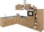 Winkelküche KOCHSTATION "KS-Colmar", braun (küche: braun, korpus: wotaneichfarben, arbeitsplatte: anthrazit), B:210cm T:330cm, Komplettküchen-Sets, Winkelküche, ohne E-Geräte, Stellbreite 210/330 cm