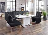 Eckbank EXXPO - SOFA FASHION "Costa, moderne Rückensteppung, bequem und elegant, hoher Holzfuß", schwarz, B:197cm H:92cm T:265cm, Struktur: Webvelour, 100% Polyester, Sitzbänke, Eckbank, Frei im Raum stellbar