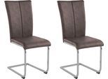 Freischwinger HOME AFFAIRE "Nils", braun (dunkelbraun (arizona 4412)), B:42,5cm H:100cm T:60cm, Holzwerkstoff, Metall, Polyester, Stühle, Freischwinger, Stuhl belastbar bis 120 Kg, Gestell Metall im Chrom-Look oder Schwarz