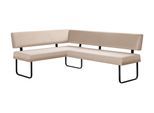 Eckbank OTTO HOME "Gabi Esszimmerbank, Bank, Küchenbank, Polsterbank", helles beige, B:214cm H:87cm T:164cm, Holzwerkstoff, Massivholz, Metall, Polyester, Sitzbänke, Eckbank, Gestell aus matt-schwarzem Flachmetall, stabil, 2-Stoff-Design