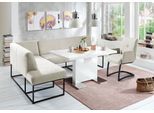 Eckbank EXXPO - SOFA FASHION "Affogato, bequem und elegant, hochwertige Detailverarbeitung", silber, B:157cm H:82cm T:245cm, Struktur: Webvelour 100% Polyester, Sitzbänke, Eckbank, Frei im Raum stellbar