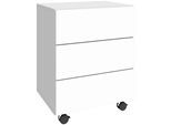 Rollcontainer BORCHARDT MÖBEL "Vaasa", weiß (weiß hochglanz), B:47cm H:57cm T:35cm, Holzwerkstoff, Rollwagen, Rollcontainer, in moderner griffloser Optik