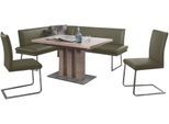 Essgruppe K+W KOMFORT & WOHNEN "Santos III", beige (zypresse), B:158cm H:86cm T:205cm, Sitzmöbel-Sets, Essgruppe, gepolsterte Eckbank und Stühle, langer Schenkel rechts oder links