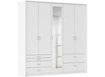 Drehtürenschrank RAUCH "Kleiderschrank Schrank Garderobe Wäscheschrank WILDBERG", weiß (alpinweiß), B:230cm H:231cm T:58cm, Holzwerkstoff, Schränke, Drehtürenschrank, mit 6 Schubladen, obere Schublade mit Holz-Einteilung MADE IN GERMANY