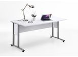 Schreibtisch FMD "Calvi", weiß (weiß brilliant, grau), B:160cm H:75cm T:80cm, Tische, Schreibtisch