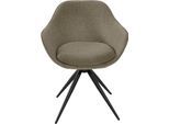 Drehstuhl K+W KOMFORT & WOHNEN "ZOOM", beige (sand 35), B:60cm H:83cm T:57cm, Stühle, Drehstuhl, 4-Fuß Drehstuhl mit Gestell aus Metall schwarz Struktur