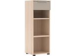 Aktenregal INNOSTYLE "Büroregal Santorin, 40x 110x 38 cm (B/H/T)", cashmere, riva eiche, B:40cm H:110cm T:38cm, ABS-Kunststoff, Glas, Holzwerkstoff, Metall, Regale, Aktenregal, 1 Schubkasten, 3 offene Fächer, Softclose, Metallgriff