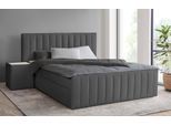 Boxbett HOME AFFAIRE "Effy inkl. Bettkasten und Topper, erhältlich in der Breite 180x200cm", grau (anthrazit), B:203cm L:217cm, Holz teilmassiv, Holzwerkstoff, Komplettbetten, Boxbett, verschiedene Härtegrade wählbar